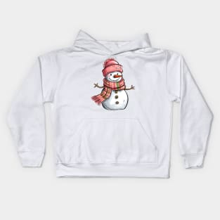 Cute Snowman Pink Christmas 2023 Kids Hoodie